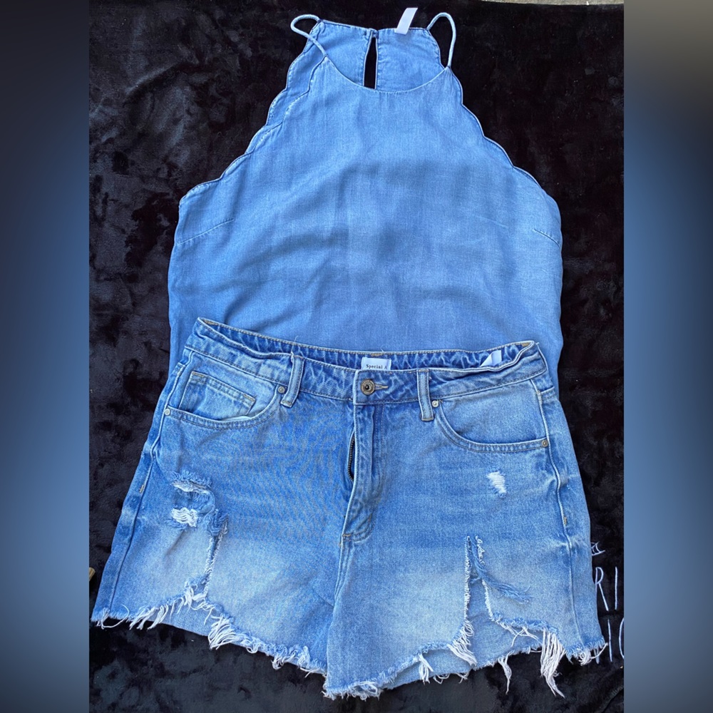 Denim Shorts Torn from front